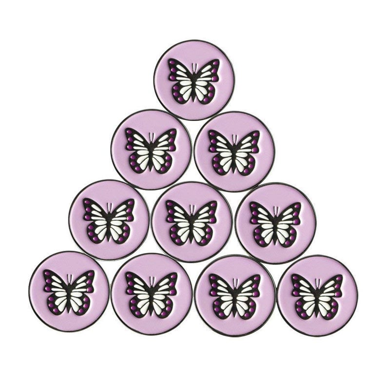PINMEI Lot of 10 Golf Ball Marker Dia 24.4MM, Special Unique, Soft Enamel Technique (Butterfly Ball Marker) - Image 1